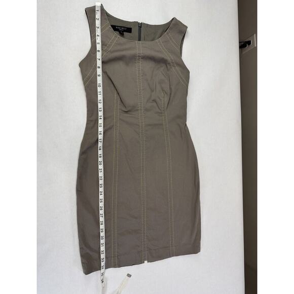 Nine West BodyCon Dress Neutral Boho Office Size 2 Brown Workwear Minimalist - Picture 5 of 8